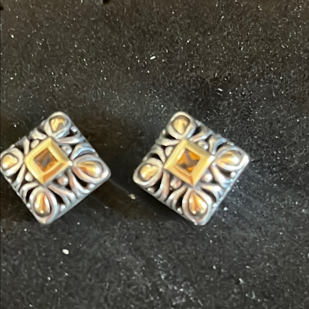 John Hardy Silver and Gold Geometric Earrings